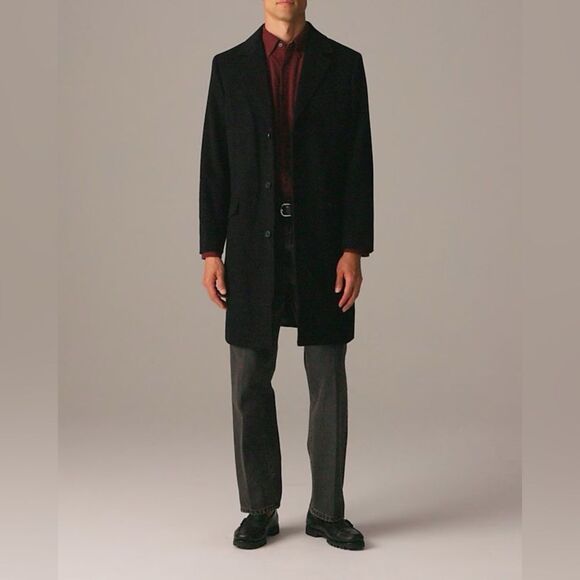 NWT $498 J CREW Rivington topcoat in Italian wool cashmere blend in black - Picture 2 of 13